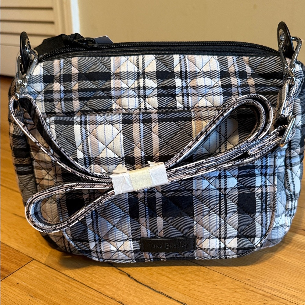 Vera Bradley Carson Mini Shoulder Bag in cozy plaid neutral NWT